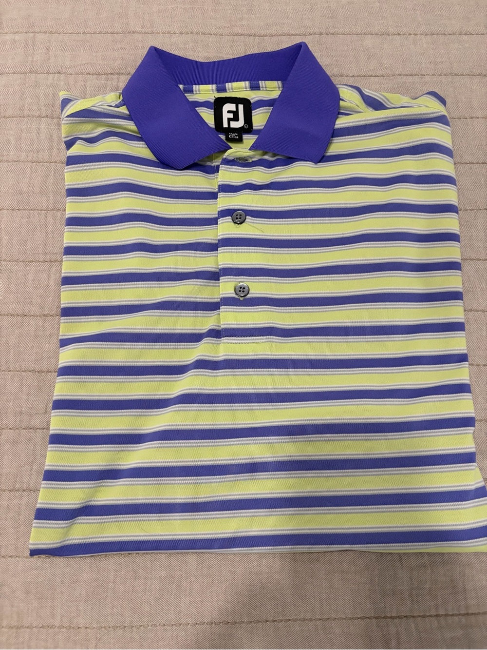 FootJoy Purple and Yellow Striped Performance Golf Polo